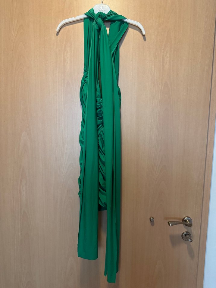 Yeşil Drapeli Uzun Abiye Elbise - Görsel 2