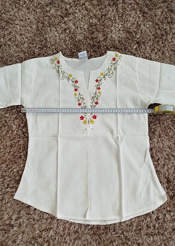 Şile bezi nakışlı V Yaka bluz - Görsel 2