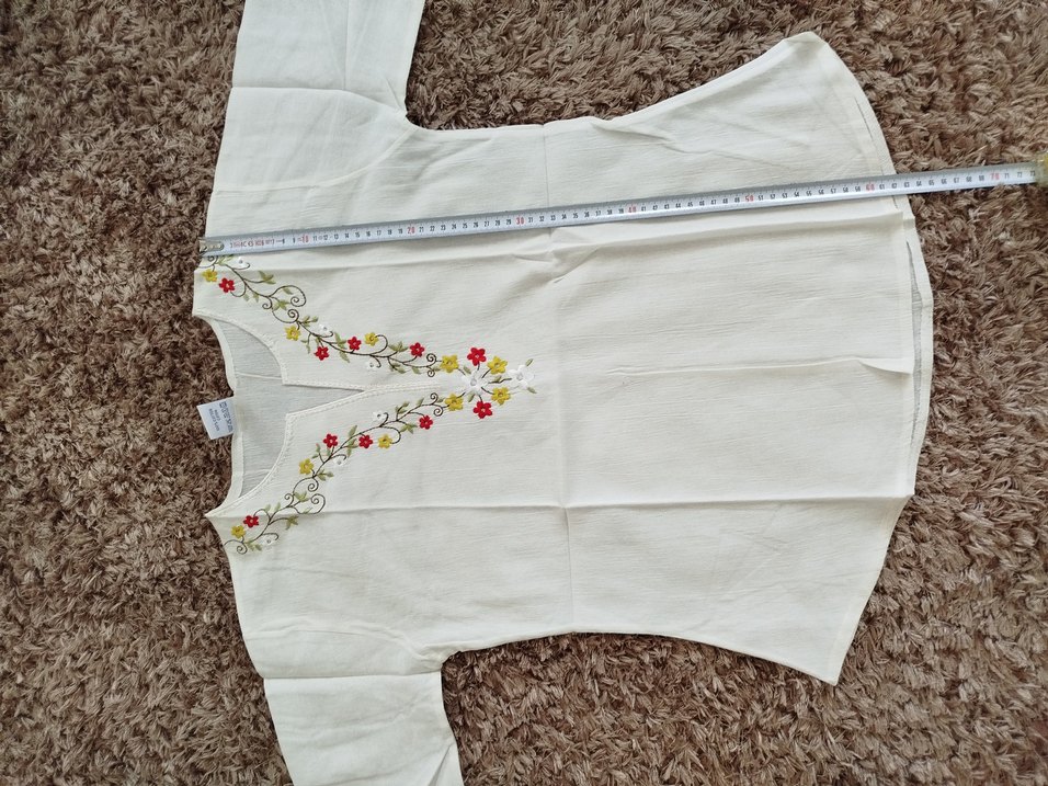 Şile bezi nakışlı V Yaka bluz - Görsel 3