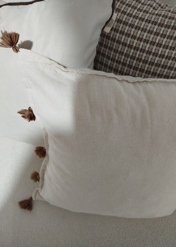 Bohem Tarzında İşlemeli Kahverengi Kırlent - Görsel 3