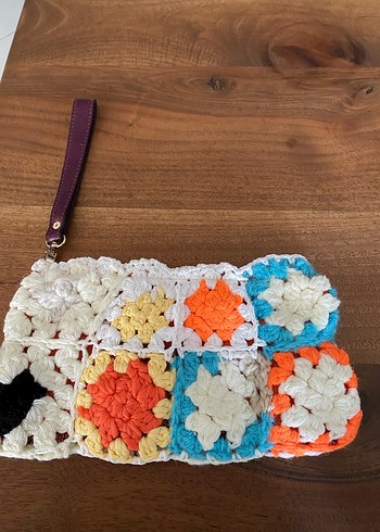 Renkli Örgü Bohem Kadın Clutch Çanta
