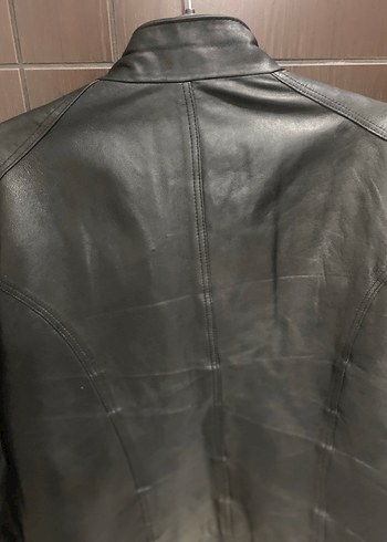 Matraş Siyah Deri Erkek Biker Ceket