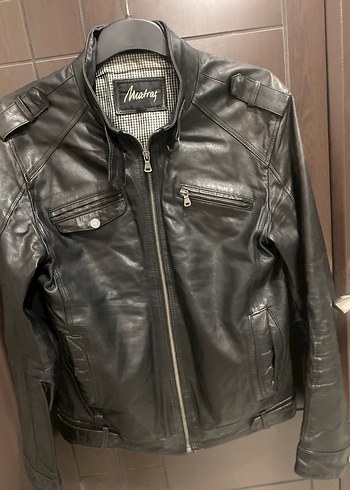Siyah Deri Erkek Biker Ceket