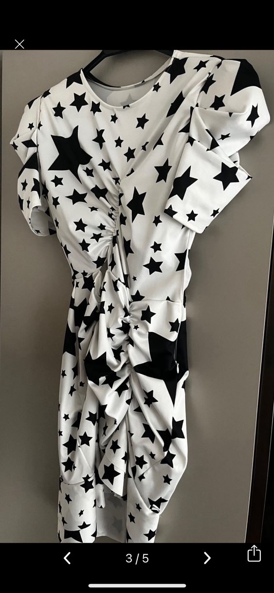 Baskılı Bisiklet Yaka Drapeli Mini Elbise - Görsel 5