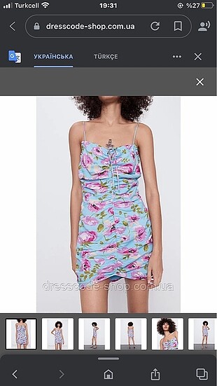 xs Beden çeşitli Renk Zara Çiçek desenli pileli askılı elbise