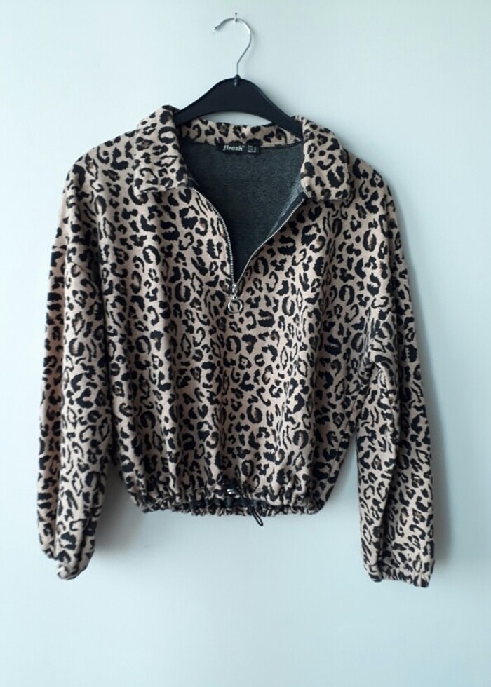 Kadın leopar desenli buluz - Görsel 4