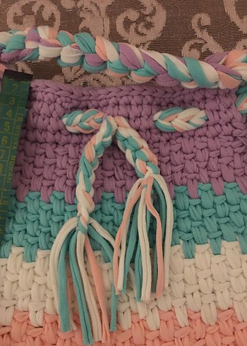 Bohem Renkli Örgü Kadın Çanta - Görsel 2