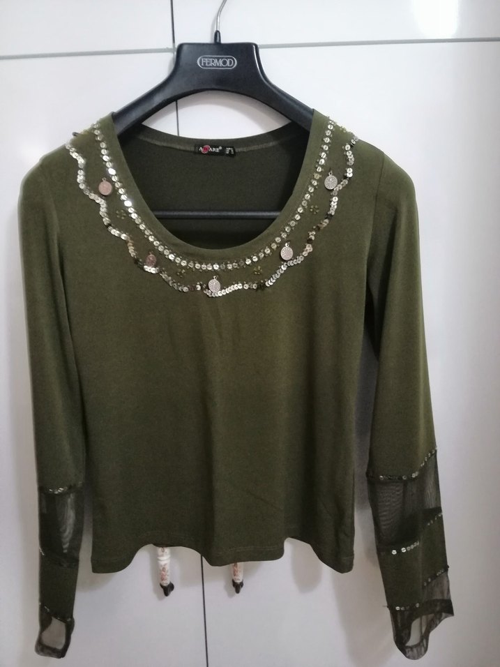 Pullu  Haki Bluz - Görsel 3