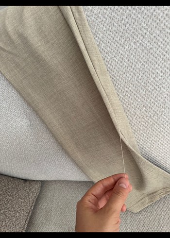 Bej Uzun Kollu Keten Kadın Ceket - Görsel 6