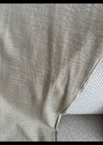 Bej Uzun Kollu Keten Kadın Ceket - Görsel 5