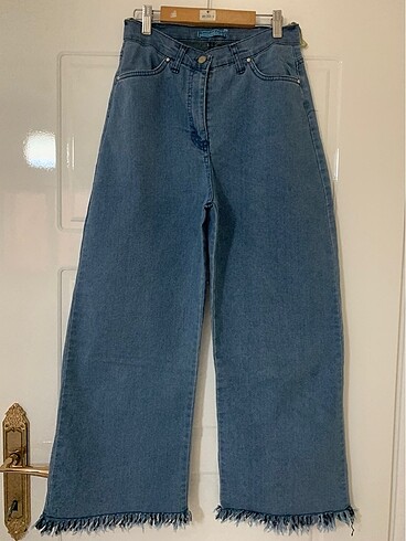 Bol paça püsküllü pantolon jean
