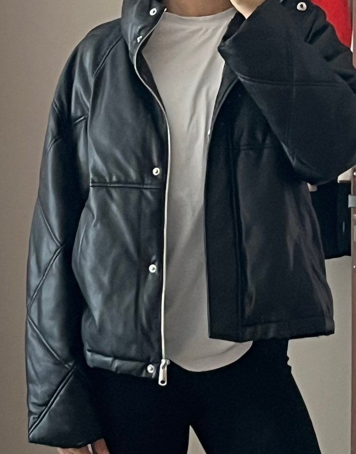 Siyah Deri Kadın Ceket - Görsel 3