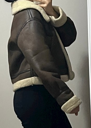 Kahverengi Deri Kürklü Kadın Ceket - Görsel 2