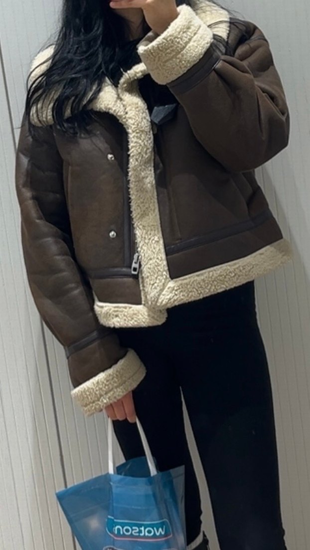 Kahverengi Deri Kürklü Kadın Ceket - Görsel 4