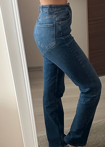 Düğmeli Regular Fit Kadın Kot Pantolon - Görsel 2