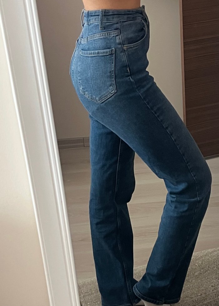 Düğmeli Regular Fit Kadın Kot Pantolon - Görsel 2