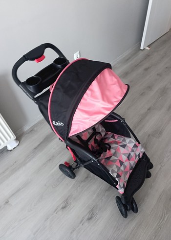 Pembe ve Gri Desenli Bebek Arabası - Görsel 3