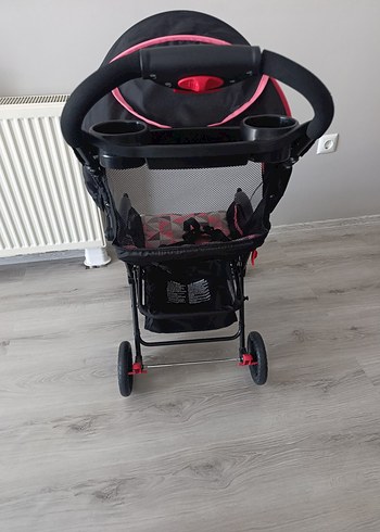 Pembe ve Gri Desenli Bebek Arabası - Görsel 6