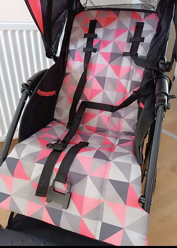 Pembe ve Gri Desenli Bebek Arabası - Görsel 4