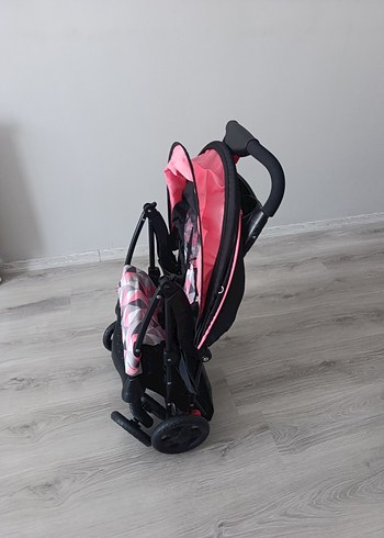 Pembe ve Gri Desenli Bebek Arabası - Görsel 8