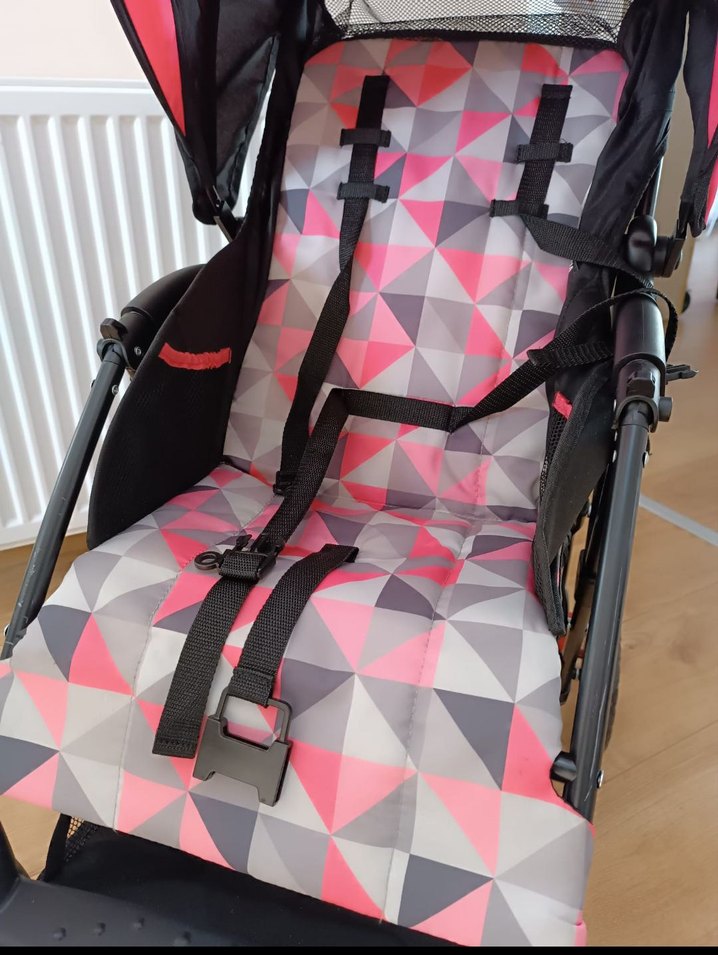 Pembe ve Gri Desenli Bebek Arabası - Görsel 4