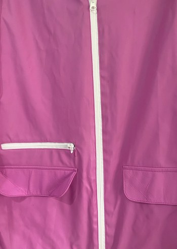 Kız Çocuk Parlak Pembe Fermuarlı Yağmurluk - Görsel 2