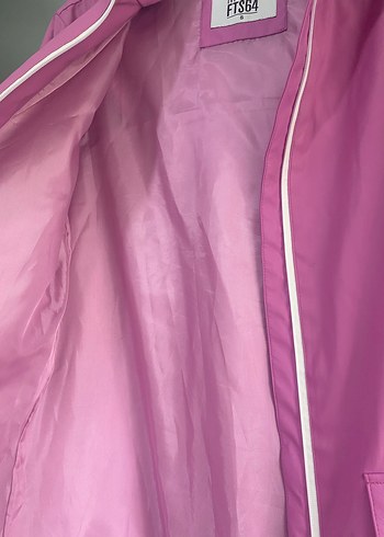 Kız Çocuk Parlak Pembe Fermuarlı Yağmurluk - Görsel 3