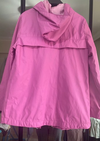 Kız Çocuk Parlak Pembe Fermuarlı Yağmurluk - Görsel 5