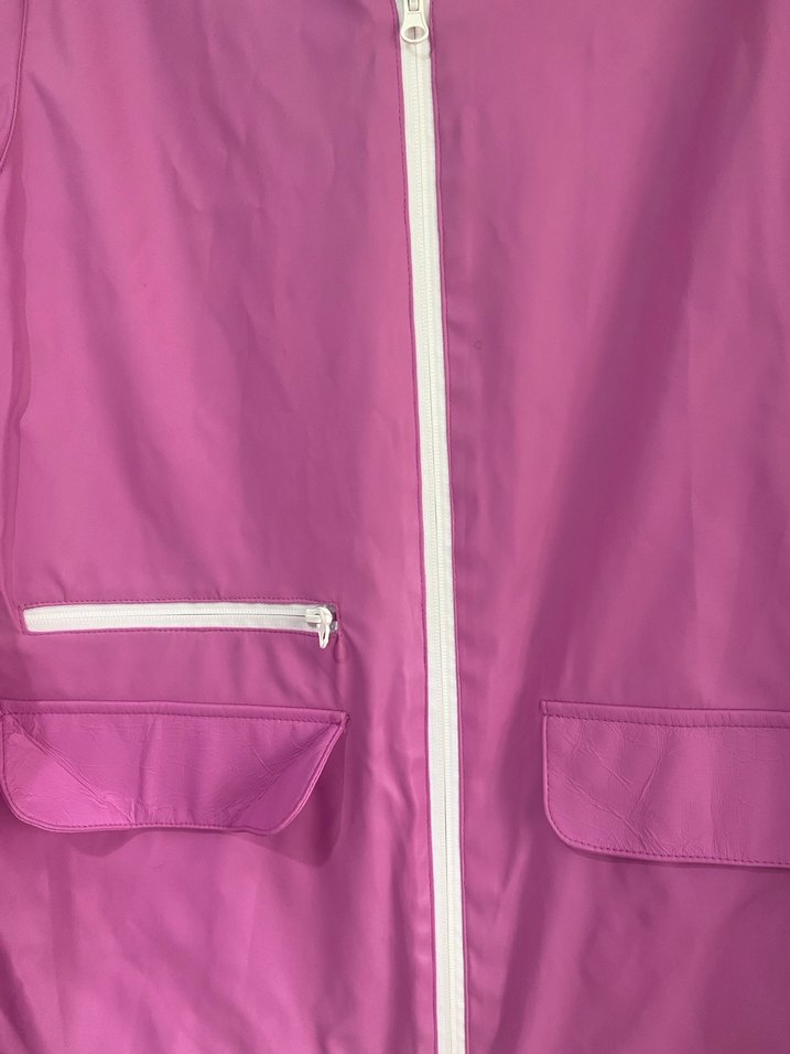 Kız Çocuk Parlak Pembe Fermuarlı Yağmurluk - Görsel 2