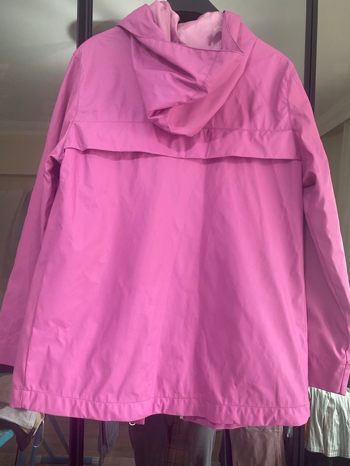 Kız Çocuk Parlak Pembe Fermuarlı Yağmurluk - Görsel 5