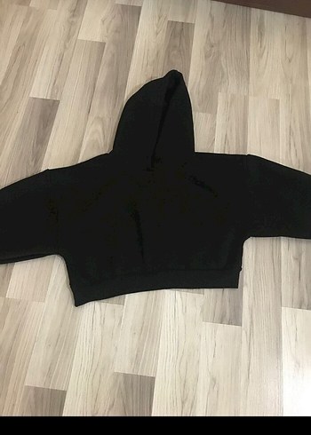 Siyah Kapüşonlu Kadın Sweatshirt - Görsel 2