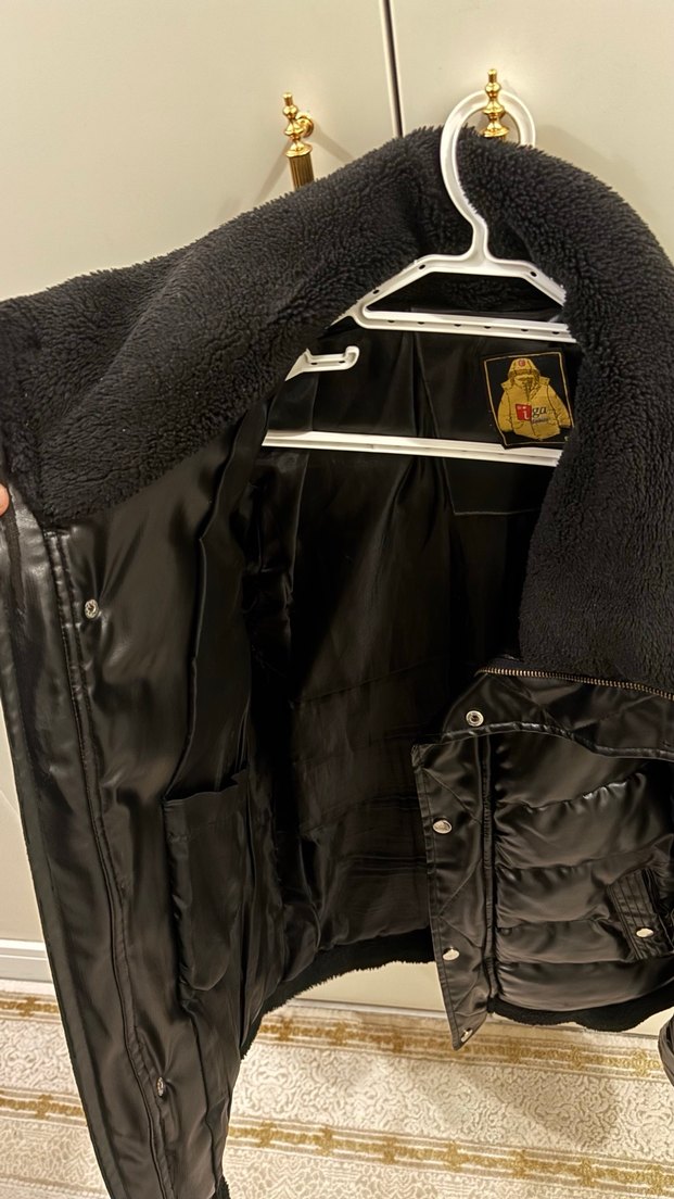 Siyah Kürklü Deri Erkek Mont 75 kiloya kadar olur - Görsel 2