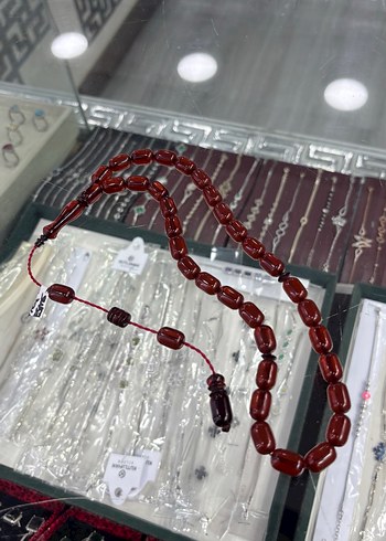 Sıkma Ateş Kehribar Bordo Erkek Tesbih - Görsel 3