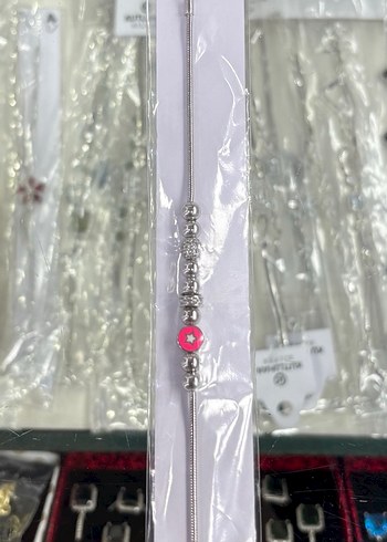 Pembe Boncuklu Kadın Bileklik 925 Ayar Gümüş - Görsel 3