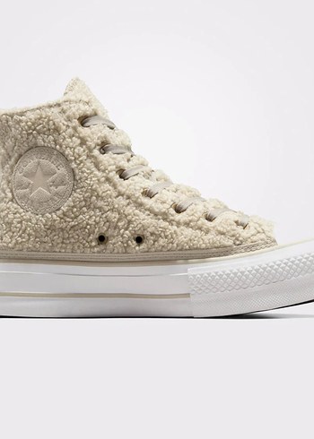 Bej / taş 38 numara peluş converse - Görsel 3