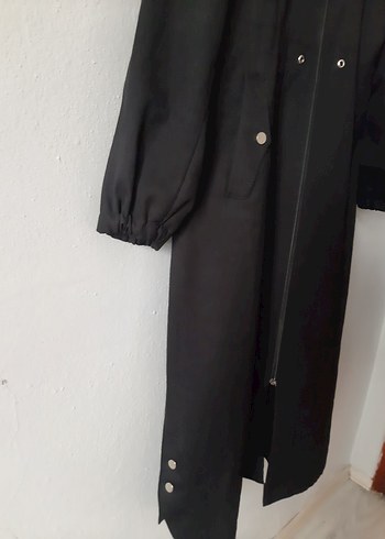 Kadın Siyah Uzun Fermuarlı Yağmurluk - Görsel 2