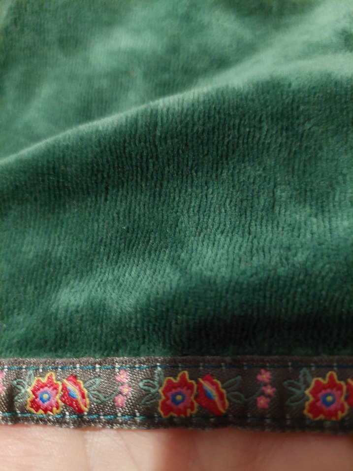 Yeşil Nakışlı Kadın kadife Uzun Elbise - Görsel 5