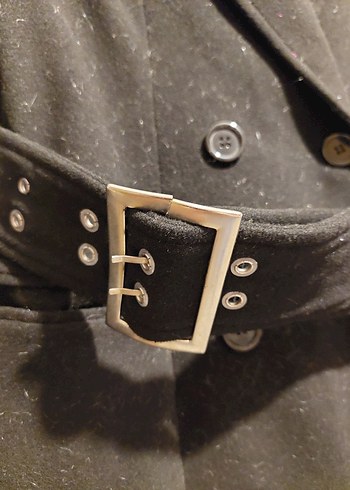 FABRIKA Kemerli Siyah Kadın Kaban - Görsel 5