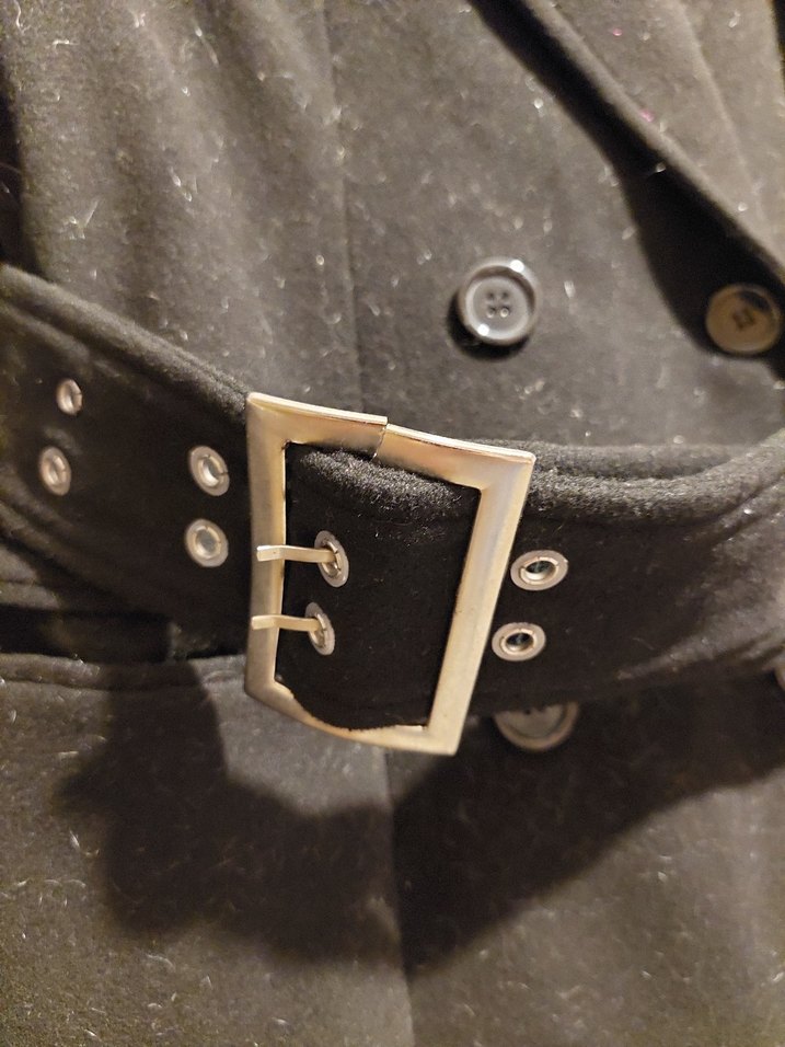 FABRIKA Kemerli Siyah Kadın Kaban - Görsel 5