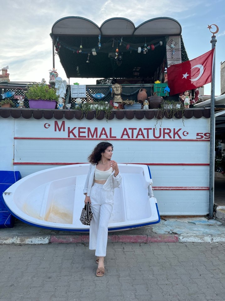 Krem bel detaylı stradivarius keten pantolon - Görsel 3