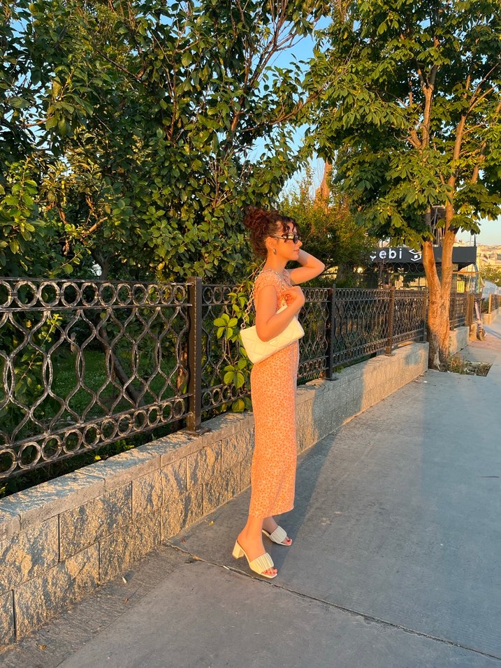 Midi Drapeli Straplez Elbise Hm marka - Görsel 2