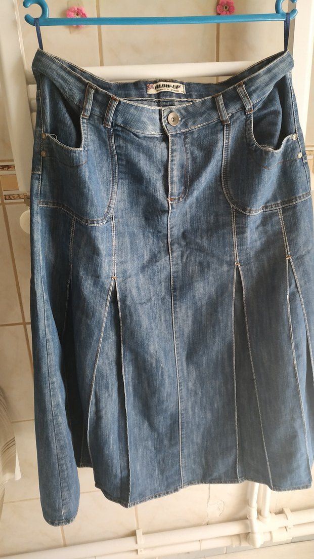 Mavi Pilili Midi Kot Etek - Görsel 2