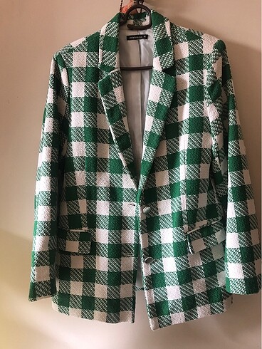 Yeşil beyaz blazer ceket