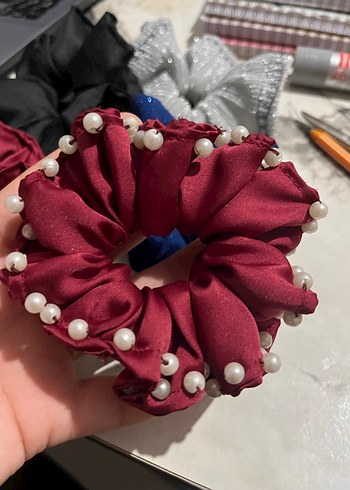 Boncuklu Çok Renkli İpek Toka Seti - Görsel 2