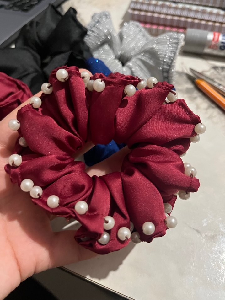 Boncuklu Çok Renkli İpek Toka Seti - Görsel 2