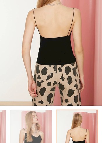 Siyah V Yaka Kolsuz Mini Bluz - Görsel 3