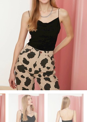 Siyah V Yaka Kolsuz Mini Bluz - Görsel 4