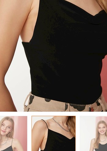 Siyah V Yaka Kolsuz Mini Bluz - Görsel 2