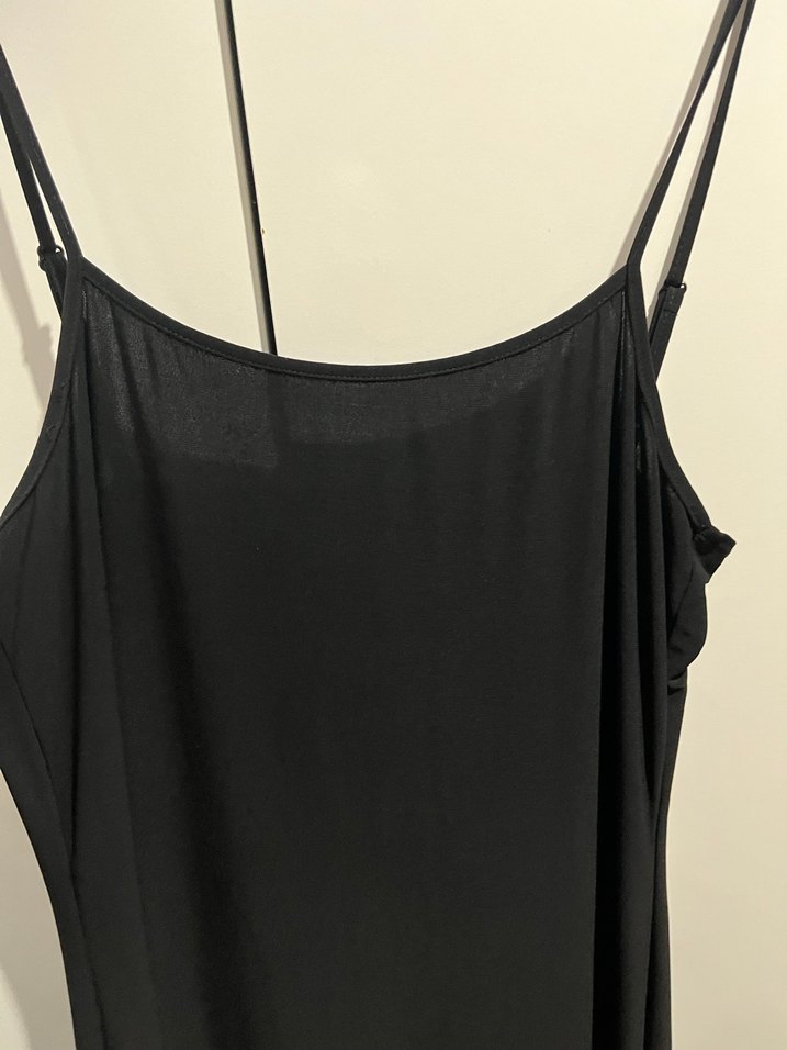 Siyah Uzun Askılı Salaş Elbise - Görsel 4