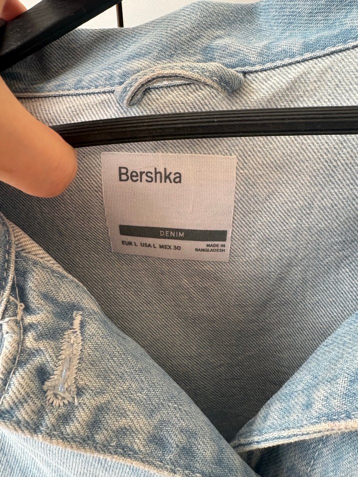 BERSHKA Mavi Kadın Kot Ceket - Görsel 5